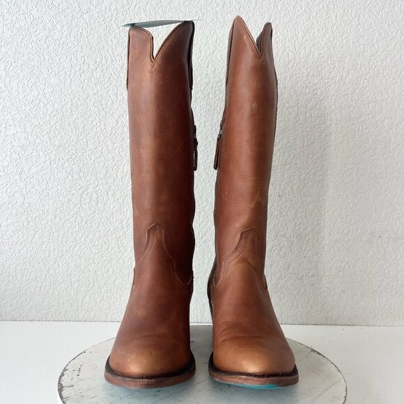 Lane PLAIN JANE Womens Cowboy Boots 11 Brown Leather Western Cowgirl Mid Calf - Picture 7 of 13